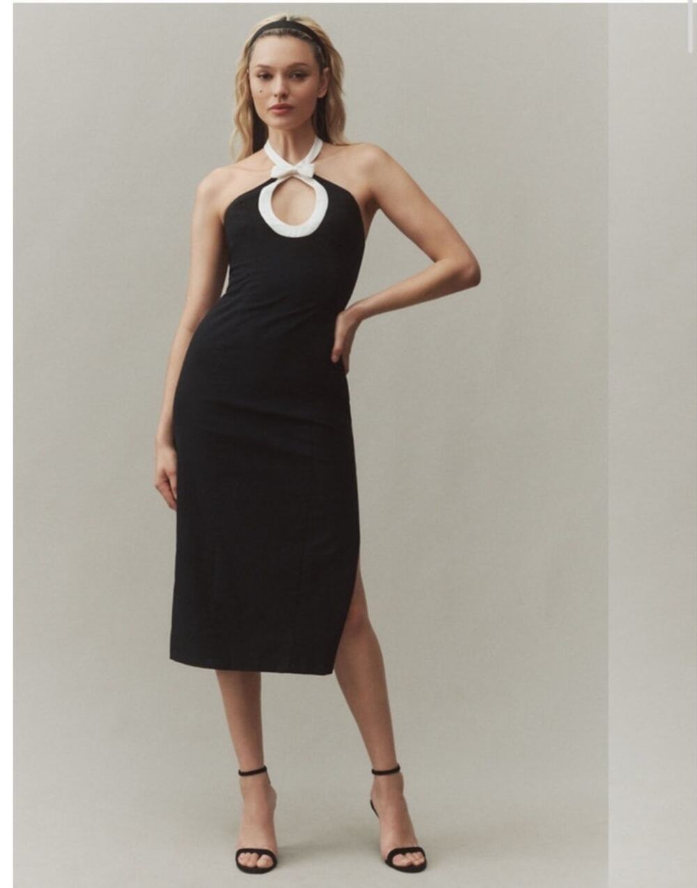 BHLDN Victoria Bow Halter Cutout Midi Dress